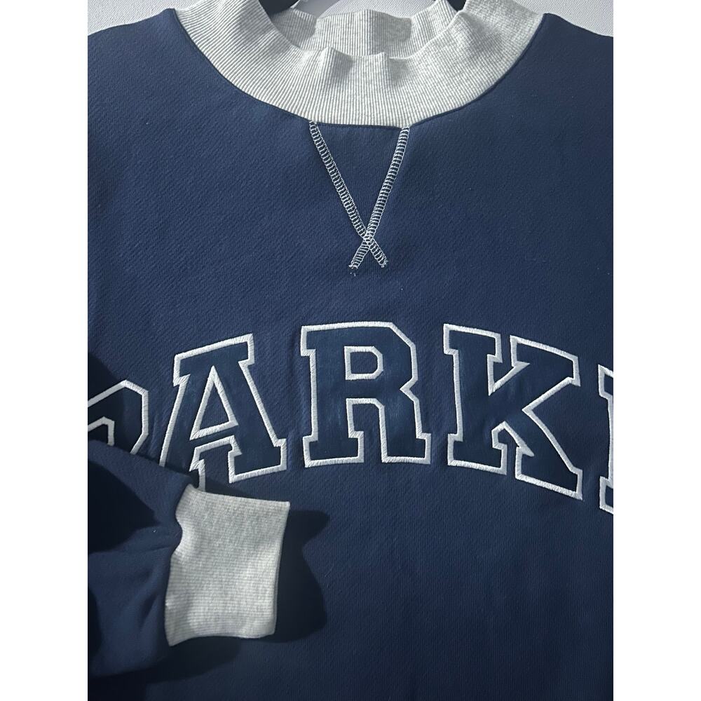 NEW Parke Heritage Back to School 2 Tone Mock. Navy/White w/Gray RIB. Size S/M. - Picture 4 of 10